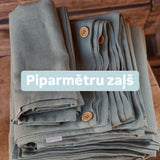 Piparmētru zaļa toņa mīkstināta 100% lina auduma gultas veļas komplekts- segas pārvalks, 2 spilvendrānas, palags