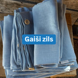 Gaiši zila toņa mīkstināta 100% lina auduma gultas veļas komplekts- segas pārvalks, 2 spilvendrānas, palags (Copy)