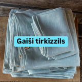 Gaiši tirkīza zila toņa mīkstināta 100% lina auduma gultas veļas komplekts- segas pārvalks, 2 spilvendrānas, palags (Copy) (Copy)