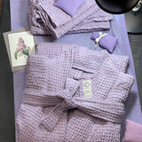 Lavandu violeta toņa lina&kokvilnas ''vafeļauduma'' halāts, kimono piegriezums, dažādi izmēri
