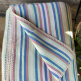 Piparmētru zaļa/zila/maigi rozā svītraina mīksta kokvilnas flaneļa sega/pleds/gultas pārklājs 140x205cm