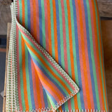 Gaiši zili/piparmētru zaļi/oranži/rozā svītraina mīksta kokvilnas flaneļa sega/pleds/gultas pārklājs 140x205cm