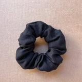 Lina auduma matu gumija - scrunchie - Melns tonis M (~3cm plata)