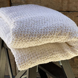 Piena balta toņa (vienkrāsains) lina/kokvilnas vienkrāsains vafeļauduma gultas pārklājs, dažādi izmēri