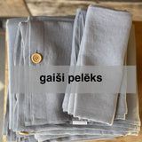 Gaiši pelēka toņa mīkstināta lina gultas veļas komplekts
