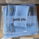 Gaiši zila toņa mīkstināta lina segas pārvalks- dažādi izmēri