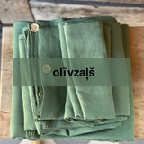 Olīvzaļa toņa mīkstināta lina segas pārvalks- dažādi izmēri