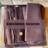 Šokolādes lavandas toņa mīkstināta lina gultas veļas komplekts