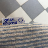 Pelēks nekrāsots/gaiši zils, svītrains, lina krēsla spilvens - paliktnis