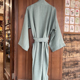 Piparmētru zaļš mīkstināta lina auduma kimono tipa halāts