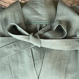 Piparmētru zaļš mīkstināta lina auduma kimono tipa halāts